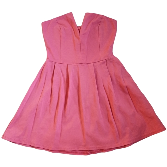 Lulu's "Notch Landing" Coral pink sweetheart neckline skater dress - Picture 8 of 8